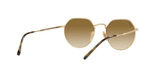 Ray-Ban RB3565 Jack Round Sunglasses, Gold/Clear Gradient Brown, 53 mm