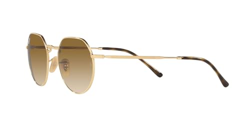 Ray-Ban RB3565 Jack Round Sunglasses, Gold/Clear Gradient Brown, 53 mm