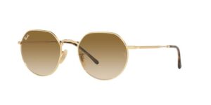 ray-ban rb3565 jack round sunglasses, gold/clear gradient brown, 53 mm