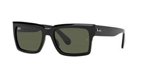 ray-ban rb2191 inverness rectangular sunglasses, black/green, 54 mm