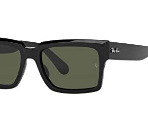 Ray-Ban RB2191 Inverness Rectangular Sunglasses, Black/Green, 54 mm