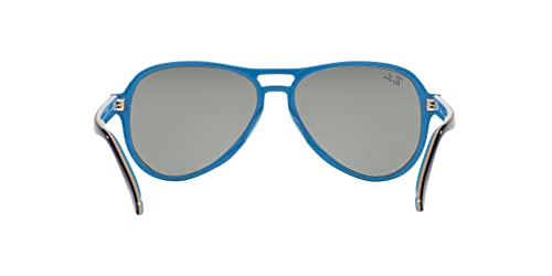 Ray-Ban Men's Rb4355 Vagabond Evolve Polarized Aviator Sunglasses, Blue Creamy Light Blue/Photochromic Grey Mirrored Grey, 58 mm