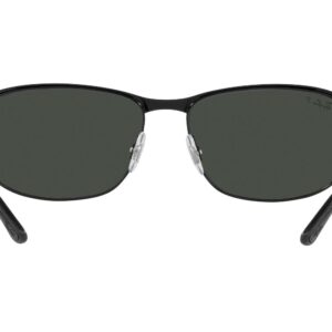 Ray-Ban RB3671CH Chromance Rectangular Sunglasses, Black On Black/Dark Grey Polarized, 60 mm