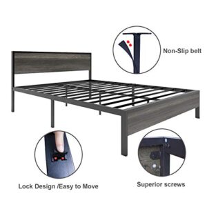 Weehom Metal Bed Frame Queen Size Bed with Lock Design Storage Bed Frame Mattress Foundation No Box Spring Needed/Under Bed Storage Black