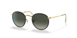 ray-ban rb3447jm round full color sunglasses, black on legend gold/grey gradient, 50 mm