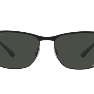 Ray-Ban RB3671CH Chromance Rectangular Sunglasses, Black On Black/Dark Grey Polarized, 60 mm