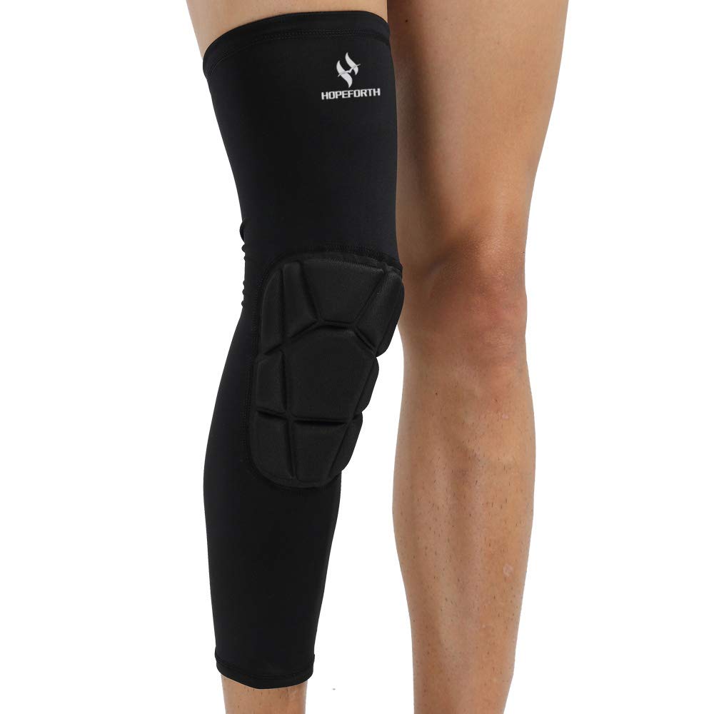 HOPEFORTH Knee Padded 2 Pack Compression Leg Sleeve Thigh Guard Sports Protective Gear Brace Support for Football Basketball Volleyball Softball Tennis Youth Kids Adult