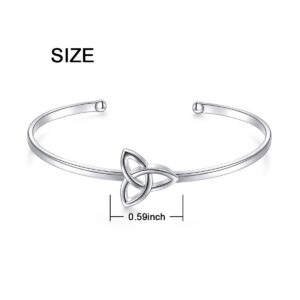 FLYOW Irish Jewelry Cuff Bangle for Women, Sterling Silver Celtic Knot Bracelet Birthday Gift for Wife Girlfriend Best Friend Sister Mom