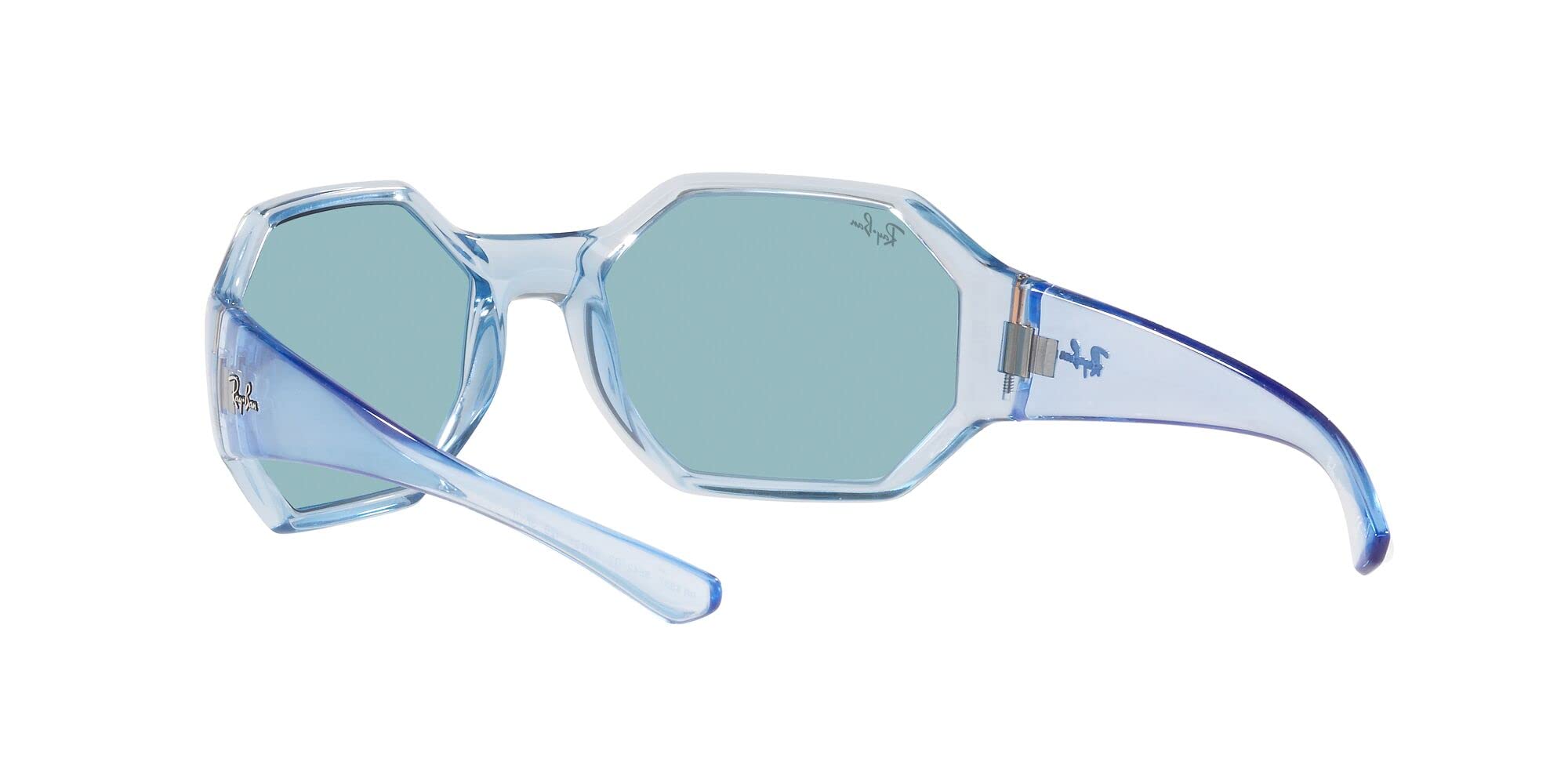 Ray-Ban Rb4337 Polarized Square Sunglasses, Transparent Light Blue/Evolve Photochromic Blue to Violet, 59 mm