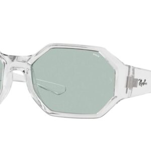 Ray-Ban Rb4337 Polarized Square Sunglasses, Transparent/Evolve Photochromic Green to Blue, 59 mm