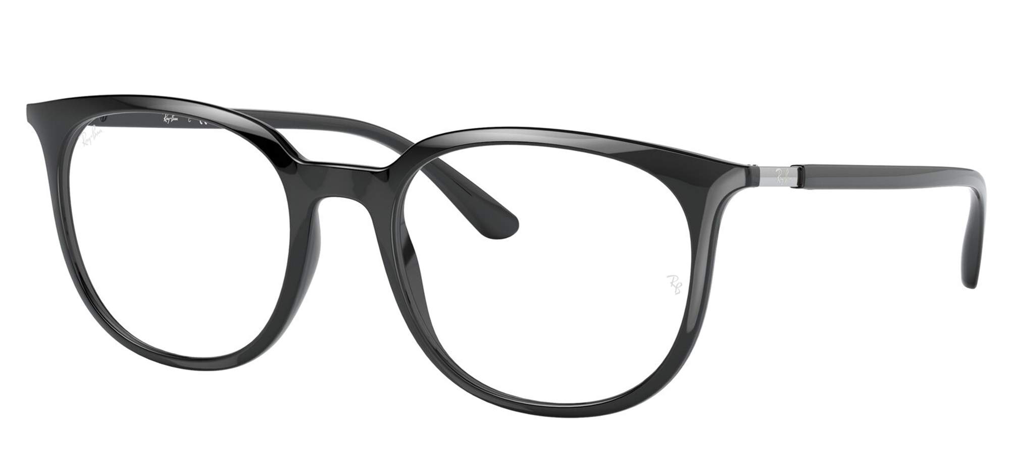 Ray-Ban RX7190 Square Prescription Eyeglass Frames, Black/Demo Lens, 51 mm