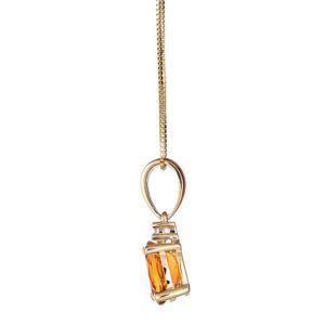 Gin & Grace 10K Yellow Gold Genuine Citrine Diamond (SI1) Pendant Necklace with Gold Chain for Women Jewelry Gifts, Valentine's Day Gift for her.