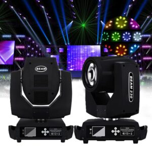 Samger 2 Pack 230W 7R Moving Head Light 8 Prism Full Motion Stage Light 14 Colors 17 GOBO Patterns Two-Way Rotation Supporting DMX512 Moving Head Spotlight DJ Light for Wedding Disco Club Music Party