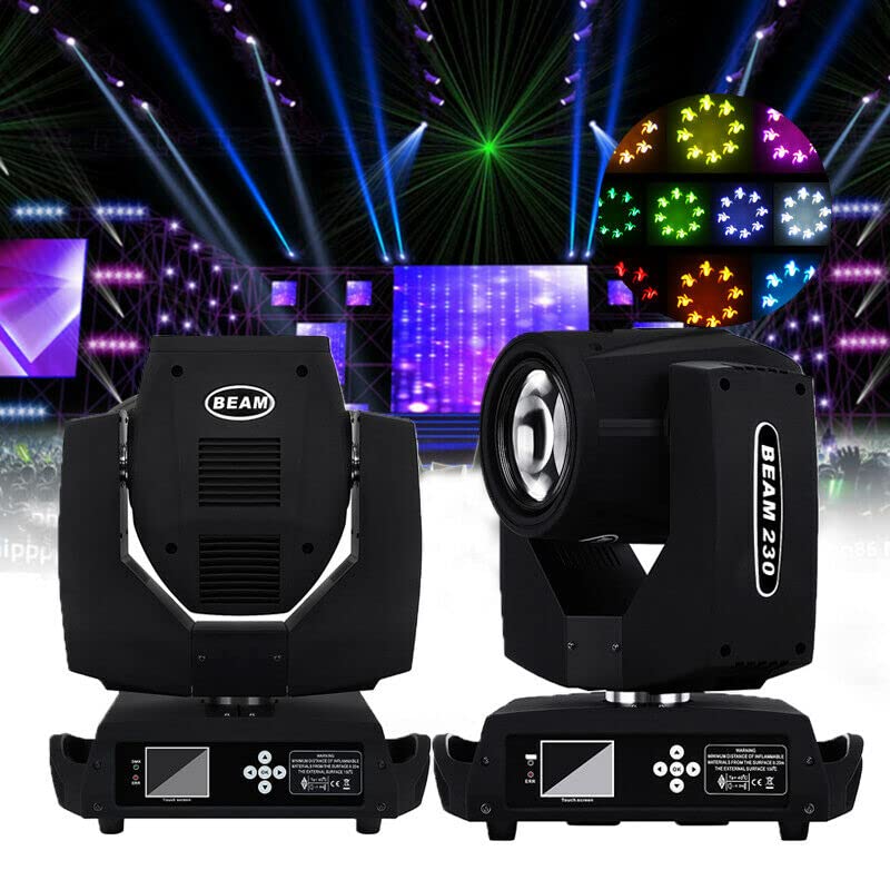 Samger 2 Pack 230W 7R Moving Head Light 8 Prism Full Motion Stage Light 14 Colors 17 GOBO Patterns Two-Way Rotation Supporting DMX512 Moving Head Spotlight DJ Light for Wedding Disco Club Music Party