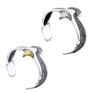 aderpmin eagle cuff bracelet-fashion adjustable eagle cuff wristband open ended bangle wristband bracelet for valentine gifts (gold+silver)