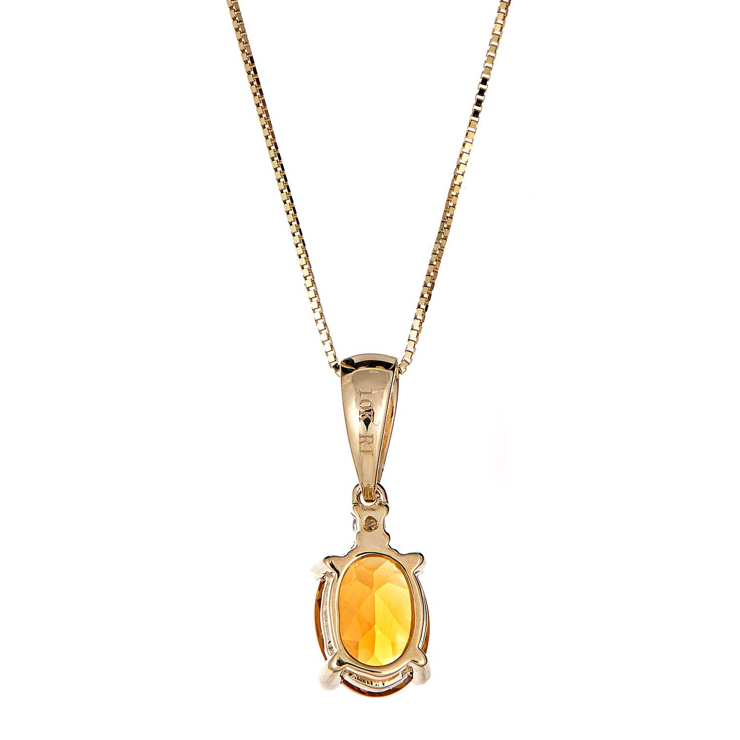 Gin & Grace 10K Yellow Gold Genuine Citrine Diamond (SI1) Pendant Necklace with Gold Chain for Women Jewelry Gifts, Valentine's Day Gift for her.