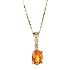 Gin & Grace 10K Yellow Gold Genuine Citrine Diamond (SI1) Pendant Necklace with Gold Chain for Women Jewelry Gifts, Valentine's Day Gift for her.