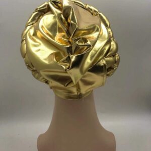 latest aso oke auto gele headtie Already Handmade african Cap Nigerian Wedding Gele women braid turbans Ladies head wraps (Gold)