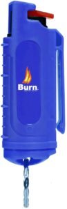 burn pepper spray keychain for self defense - max strength oc spray - 1/2oz molded case blue