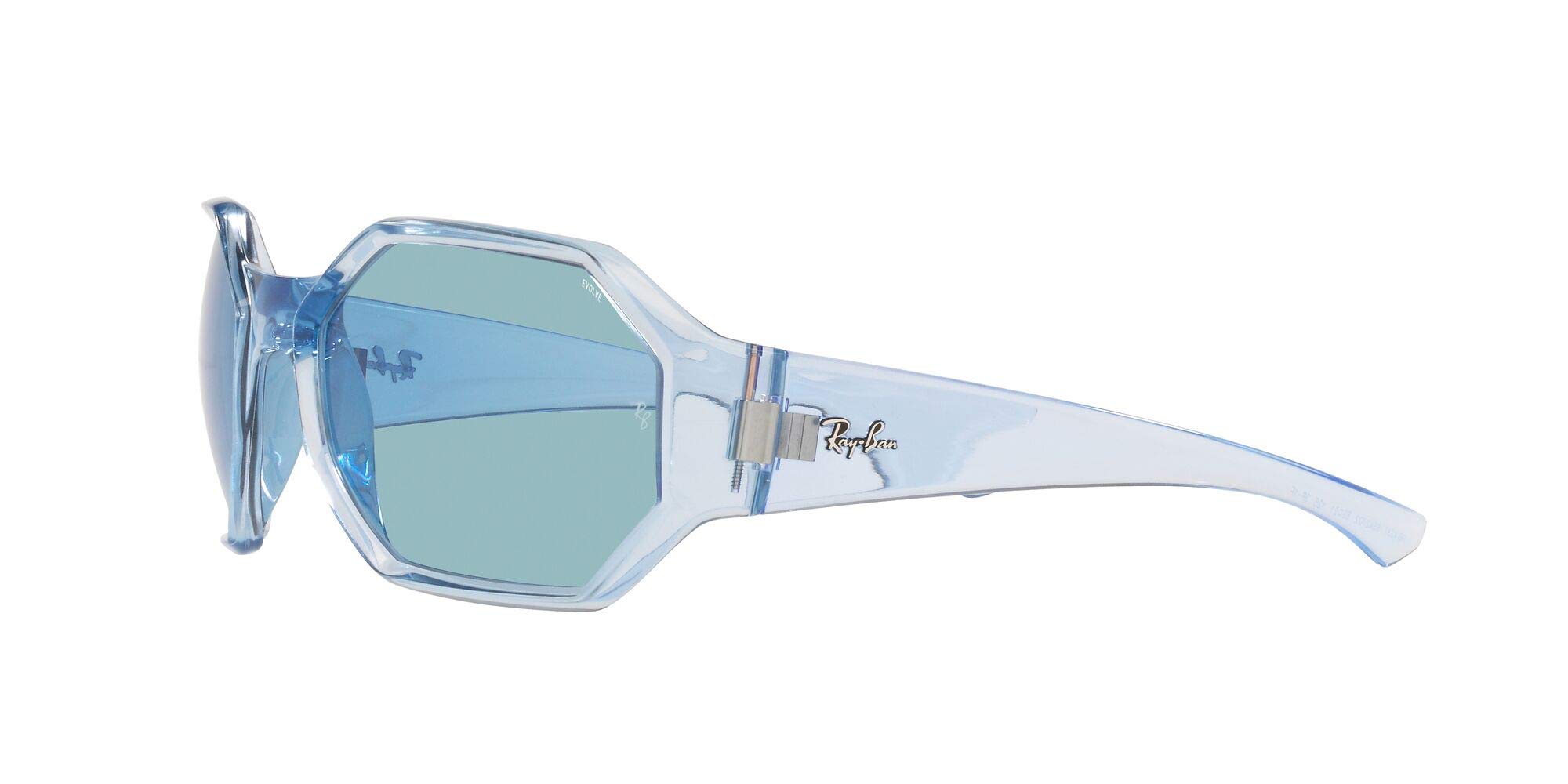 Ray-Ban Rb4337 Polarized Square Sunglasses, Transparent Light Blue/Evolve Photochromic Blue to Violet, 59 mm