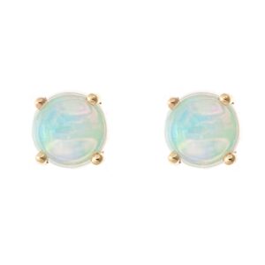 Gin & Grace 10K Yellow Gold Natural Ethiopian Opal earrings for women | Ethically, authentically & organically sourced (round-cut) shaped opal hand-crafted jewelry for her | Opal Earrings for women