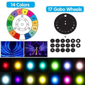 Samger 2 Pack 230W 7R Moving Head Light 8 Prism Full Motion Stage Light 14 Colors 17 GOBO Patterns Two-Way Rotation Supporting DMX512 Moving Head Spotlight DJ Light for Wedding Disco Club Music Party