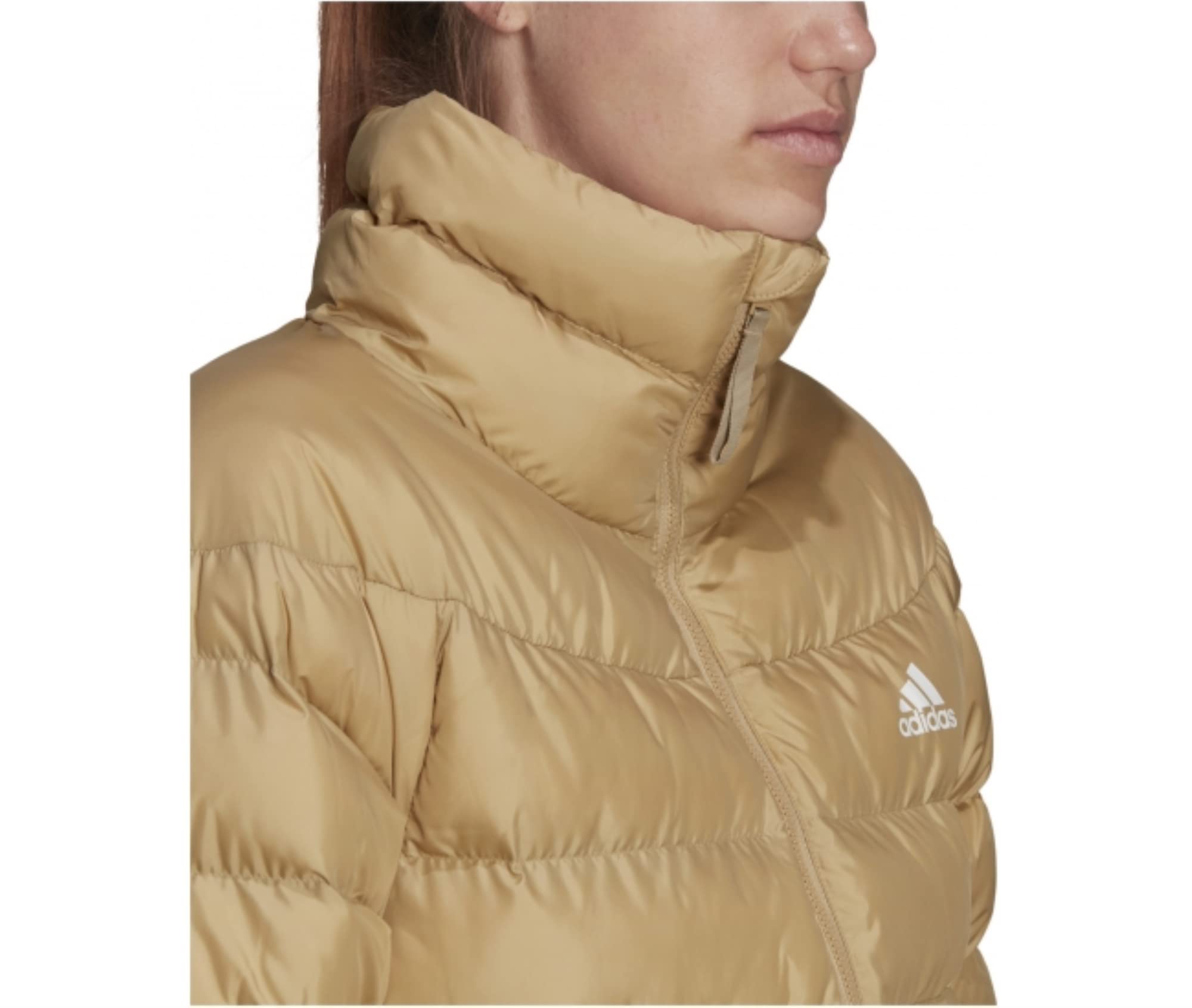 adidas womens Itavic 3-Stripes Midweight Hooded Jacket Beige Tone Medium