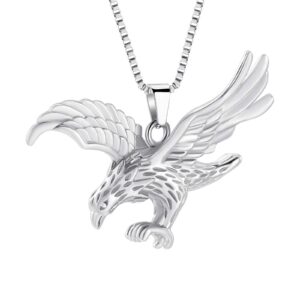 xsmzb eagle urn necklace for ashes of loved ones keepsake ash holder for pet human memorial cremation jewelry for ashes for men women (silver)