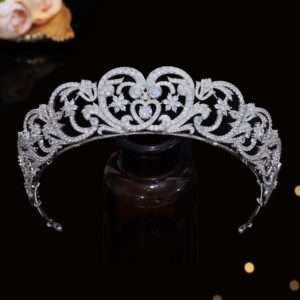 Aoligrace CZ Princess Princess Diana Wedding Crowns for Bridal Spencer Replica Tiaras for Women Cubic Zirconia Prom Headpiece