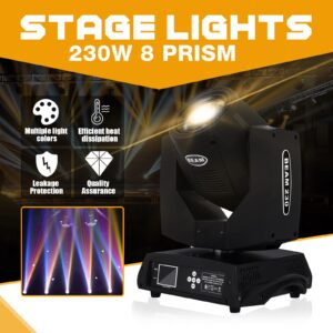 Samger 2 Pack 230W 7R Moving Head Light 8 Prism Full Motion Stage Light 14 Colors 17 GOBO Patterns Two-Way Rotation Supporting DMX512 Moving Head Spotlight DJ Light for Wedding Disco Club Music Party