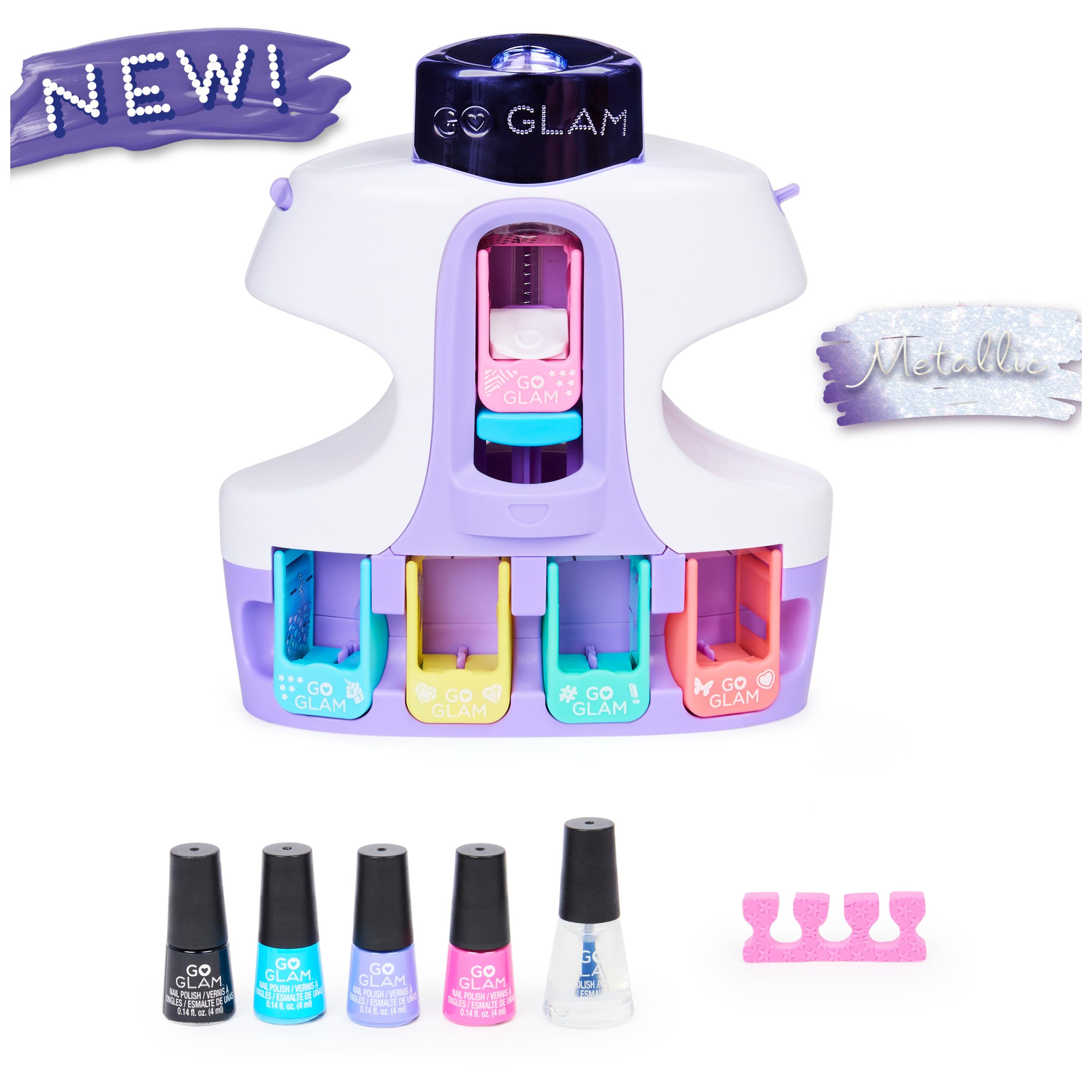 Cool Maker, GO Glam U-nique Metallic Nail Salon with 200 Icons and Designs, 4 Polishes, Stamper & Dryer, Nail Kit for Girls, Amazon Exclusive