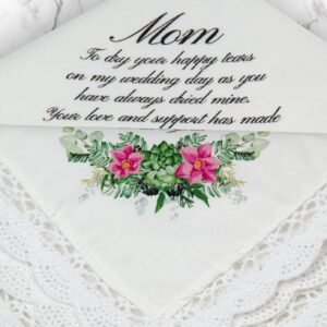 Mom Mother of the Bride Gift from Daughter Wedding Day Personalized Handkerchief