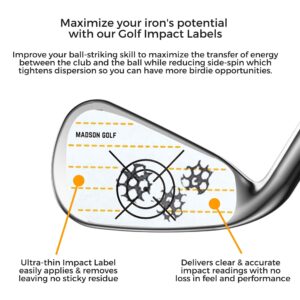 Madson Golf Club Impact Tape Labels, Swing Trainer Bundle with Training Aids Face Stickers, Variable Height Tees, Setup Measuring Tape and Practice Journal (Right-Hand Golfer)