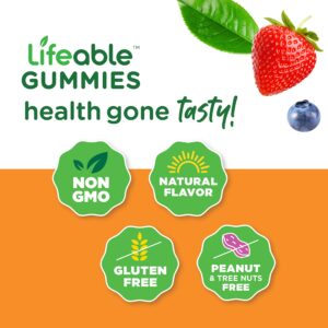 Lifeable Calcium Magnesium and Vitamin D Gummies - Great Tasting Natural Flavor Vitamin Supplements - Gluten Free GMO Free Chewable - for Bone Health - for Adults, Man, Women - 90 Gummies