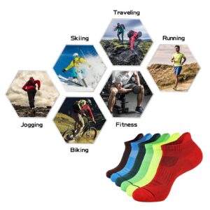 JOYNÉE Mens Ankle Athletic Low Cut Socks Running Sports Cushioned Sock for Men 6 Pack,Colorful,Sock Size 10-13