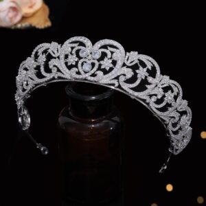 Aoligrace CZ Princess Princess Diana Wedding Crowns for Bridal Spencer Replica Tiaras for Women Cubic Zirconia Prom Headpiece