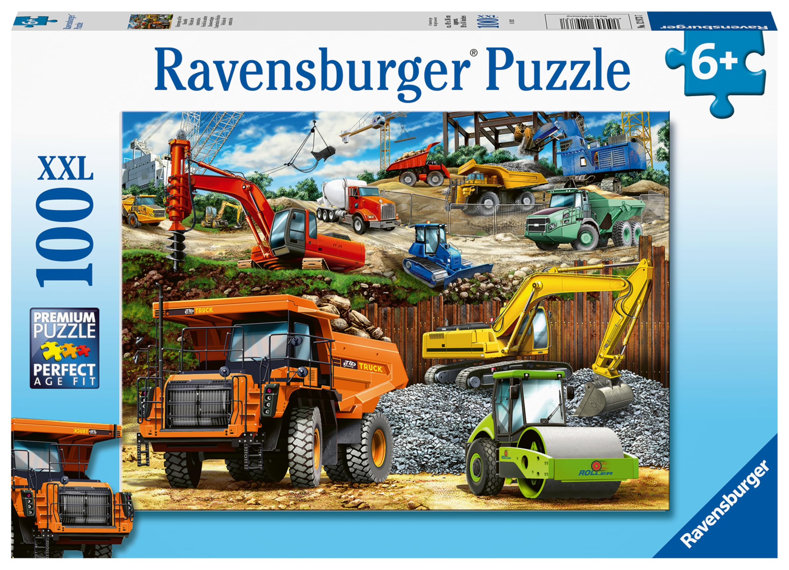 Ravensburger Construction Vehicles 100-Piece Jigsaw Puzzle - Engaging & Educational Toy for Kids | Durable & Long-Lasting | Stimulates Creativity & Problem Solving | FSC Certified