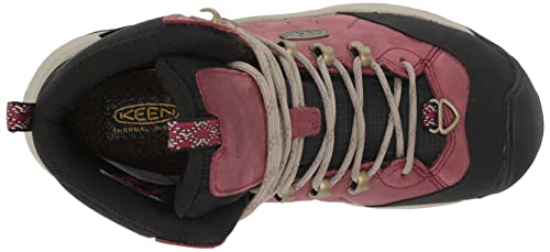 KEEN Women's Revel 4 Mid Height Polar Insulated Waterproof Snow Boots, Rhubarb/Plaza Taupe, 8