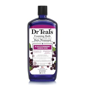 dr teal's foaming bath with pure epsom salt, black elderberry with vitamin d & essential oils, 34 fl oz (packaging may vary)