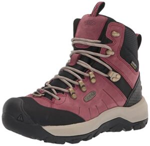 keen women's revel 4 mid height polar insulated waterproof snow boots, rhubarb/plaza taupe, 8