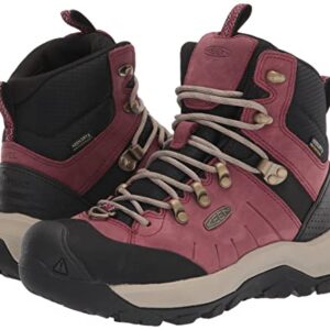 KEEN Women's Revel 4 Mid Height Polar Insulated Waterproof Snow Boots, Rhubarb/Plaza Taupe, 8