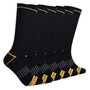 cat mens 6-pack half cushioned crew sock, black (6 pack), x-large us