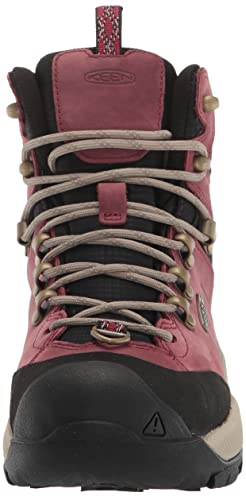 KEEN Women's Revel 4 Mid Height Polar Insulated Waterproof Snow Boots, Rhubarb/Plaza Taupe, 8