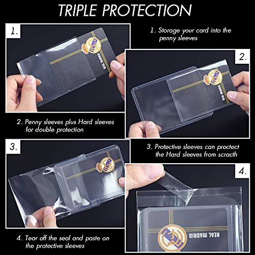 50 Count Top Loaders Trading Card Sleeves, Hard Plastic Toploaders Penny Card Sleeves, Baseball Card Sleeves Holder Card Protector Fit for MTG, Yugioh Card (Include 50 TopLoaders & 200 Soft Sleeves)