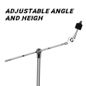 LOLUNUT Cymbal Stand,Boom/Straight Combo,Heavy Duty Double Braced Legs with Large Rubber Feet,Adjust Height (30-58 in) with 2 pair drumsticks