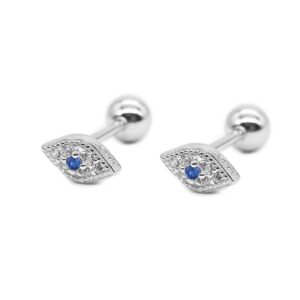 20g blue evil eye mini cz stud earrings for women little girls dainty minimalist 925 sterling silver tiny cartilage tragus small cute screw back hypoallergenic studs for daughter bff birthday