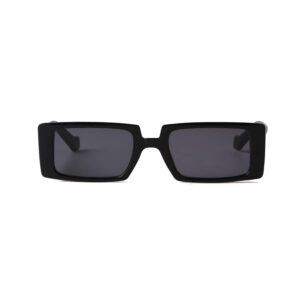 GIFIORE Trendy Rectangle Sunglasses Retro Cool 90s Vintage Fashion Narrow Square Frame UV400 Protection (Black)