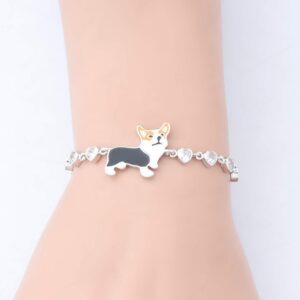 MAOFAED Corgi Gift Corgi Owner Gift Corgi Bracelet Dog Mom Gift Pet Owner Gift Corgi Charm Gift fot Corgi Lover (corgi copper br silver)