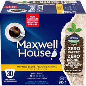 Maxwell House Morning Blend Coffee 100% Compostable Pods, 30 Pods, (Imported from Canada)