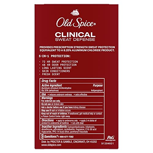 Old Spice Clinical Sweat Defense Anti-Perspirant Deodorant for Men, 72 Hour, Pure Sport Plus, 1.7 Oz